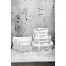 Bavul İçi Organizer Düzenleyici Çizgili Seyahat Çantası 6 Parçalı Set Renkli