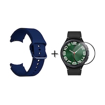 Forzacase Samsung Galaxy Uyumlu  Watch 6 40mm İle Silikon Kordon Kayış + Ekran Koruma Filmi - Fc163 Lacivert