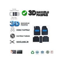 Dacia Duster 2 Wd 4x4 2014 Uyumlu 3 Cm Havuzlu 5 Parça Set 3d Paspas Takımı Siyah - Mavi