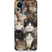 İnfinix Hot 11s Uyumlu Kedi Kalabalığında Kaos Desenli Silikon Kılıf Çok Renkli