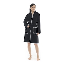 Athena Kimono Kadın Bornozu- Siyah %100 Pamuk Siyah