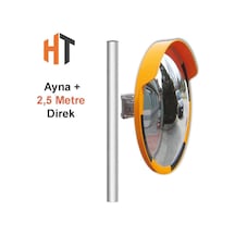 Trafik Güvenlik Aynası 60 Cm Sarı-siyah Ve 2.5 M Galvaniz Flanşlı Direk Set