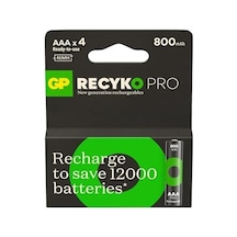 Gp Batteries Recyko Pro Aaa İnce Ni-mh Şarjlı Pil, 1.2 Volt, 4'lü Kart