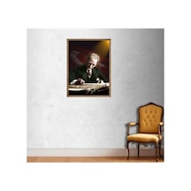 Poster Atatürk Tablosu Yüksek Kalite Tek Parça Ahşap Ceviz Eskitme Çerçeveli Çok Renkli - 815200210 Çok Renkli