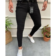 Erkek Siyah Italyan Kesim Kot Sknny Fit Kot Pantolon Siyah