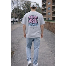 Herkesemoda Made For More Yazı Detaylı Basic T-shirt Gri