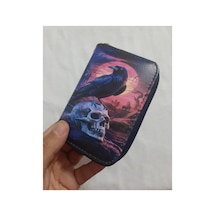 Owlbag Company Owl Bag Skull And Crow Desenli Tasarım Suni Deri Cüzdan Çok Renkli
