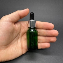 15ml Yeşil Cam Damlalıklı Şişe , Gümüş Metal Kapak , 15 Cc Yeşil