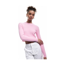 Koton Uzun Kollu Bisiklet Yaka Triko Crop Kazak Pembe 6wal90113ht GÜL