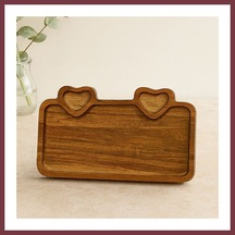 Storeşahin Akasya Ahşap Servis Tepsisi 25x14 Cm Kulplu, Kalp Bölmeli Shn0720