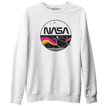 Nasa - Milky Way Beyaz Erkek Kalın Sweatshirt
