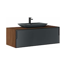 Orka Craft 120 Cm Ceviz-Antrasit Banyo Dolabı Alt Modül Ve Lavabo Antrasit