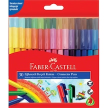 Faber-Castell Eğlenceli Keçeli Kalem 30 Renk, Geniş Renk Yelpazesi, Su Bazlı Mürekkep, Bağlanabilir Kapak