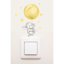 Priz Sarı Balonlu Fil Dekoratif Priz Sticker
