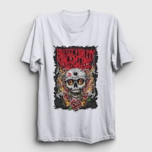 Presmono Unisex Guns Bullet For My Valentine T-shirt Beyaz