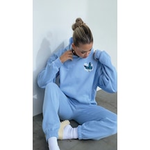 Kelebek Kışlık Eşofman Takımı - Bebe Mavisi Baskılı Kapüşonlu Oversize Mavi Kelebek Kışlık Eşofman Takımı - Bebe Mavisi Baskılı Kapüşonlu Oversize Mavi