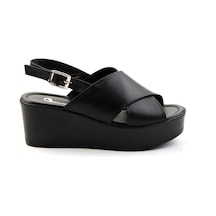 Bambi Siyah Leather Kadın Sandalet K05040030503 Siyah