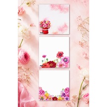 Çiçek Bloknot - 9 9 Cm Ebat- 50 Yaprak - Notepad - Memopad - Çizgisiz Not Kağıdı- To Do List - 3554