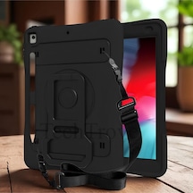 Apple İpad 10.2 2021 9.nesil Kılıf Kalem Bölmeli Maksimum Korumalı Askılı El Tutamaçlı Kılıf Arka Kapak
