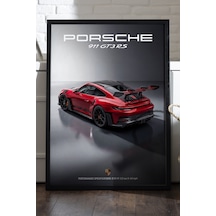Porsche 911 Gt3 Rs Ahşap Çerçeveli Poster, Dekoratif Araba Duvar Tablosu