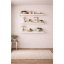30 Mm 3'lü Uçan Duvar Rafı Set Gizli Raf- Beyaz 15x50 Diğer