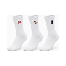 Unisex Çorap Beyaz Hayvan Nakışlı 3'lü Set Yengeç Yılan Kedi Desenli Uzun Soket Günlük Spor Çorabı Renk: Beyaz, Beden: 39-44, Adet: 3 Diğer