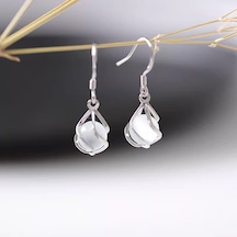 925 Ayar Yüksek Kalite Kristal Zirkon Püskül İnci Küpe Çok Renkli
