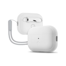 Airpods Pro 2/1 İle Uyumlu Kılıf Silicone Fit + Strap White - Acs05811