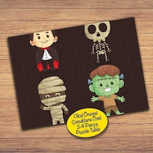 Mumya Vampir Halloween Çocuklara Özel Puzzle Yapboz Tablo-2147912171