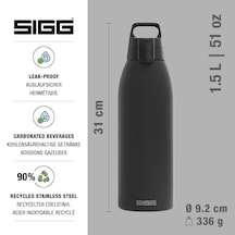 Yalıtımlı İçecek Şişesi Termos Shield Therm One Black Gazlı İçecekler Sızdırmaz Bulaşık Makinesinde Yıkanabilir Bpa İçermez %90 Geri Dönüştürülmüş Paslanmaz Çelik Siyah 1,5 L Çok Renkli