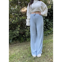 Kadın Fitilli Çizgili Penye Raporlu Pamuklu Pijama Altı Eşofman