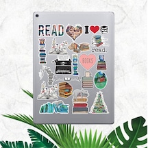 Kitap Okumak Temalı Sticker Seti Bullet Journal Sticker Defter Çıkartma Scrapbook Diğer
