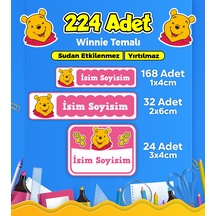 Okul Kreş Kişiye Özel İsim Etiket Seti - Winnie Temalı - Model 102 Çok Renkli
