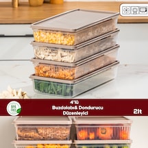 Porsima 5309 4 Lü Buzdolabı Ve Difriz Düzenleyici Saklama Kabı Seti - Bpa İçermez, Mikrodalga Uyumlu, Kapaklı, Gıda Saklama Kabı, Kapicino, 2 Lt Cappuccino