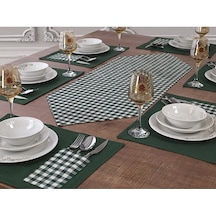 Amerikan Servis Ekose Yeşil 6lı Supla Ve Runner Set Ile 6 Adet Pa Yeşil