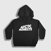 Presmono Unisex Çocuk Logo Arctic Monkeys Kapüşonlu Sweatshirt Siyah
