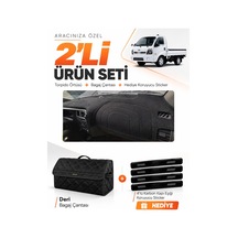 E-biz Kia Bongo 2020-2024 Uyumlu Torpido Örtüsü + Deri Bagaj Çantası Seti - Siyah - Kı002