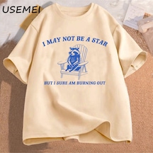 Flood Of Style Erkek Tişörtü Komik Grafik T Shirt Ben Bir Yıldız Olmayabilir Ama Eminim Dışarı Yanan Baskılı Haki