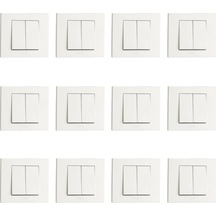 12 Adet Ovivo Grano Beyaz Komütatör İkili Anahtar Çerçeve Dahil