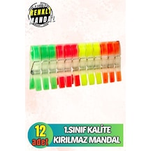 12 Adet 1. Sınıf Kalite Kırılmaz Mandal Paslanmaz Mandal Renkli 2 Tr Diğer