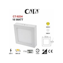 18w Kare Sıva Üstü Led Panel Armatür - Ct-5234 Alüminyum Kasa Beyaz Işık Çok Renkli