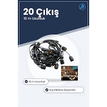 Organizasyon Aydınlatma Kablosu 10 M Çıkışlı Siyah Pvc Dış Mekan