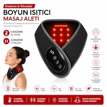 Graphene Isı Teknolojili Boyun Isıtıcı Masaj Aleti 5 Kademeli Isı Ayarı 3 Kademeli Titreşim Usb Şarjlı Kablosuz Boyun Destekleyici Siyah