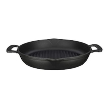 Lava Döküm Yuvarlak Izgara Tava, Metal Kulplu, 32cm, Siyah Diğer