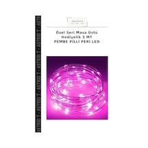 Özel Seri Masa Üstü Hediyelik 3 Mt Pembe Pilli Peri Led