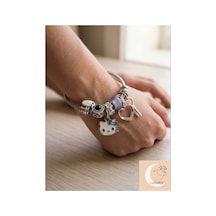 Lunarie Hello Kitty Figürlü Dolu Charm Kelepçe Bileklik Çok renkli