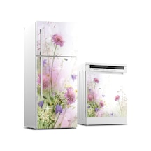 Buzdolabı Ve Bulaşık Makinası Beyaz Eşya Sticker Kaplama Pastel Çiçek