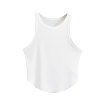 Liona Kadın Oval Etekli Beyaz Renk Bisiklet Yaka Crop Top Bluz 001