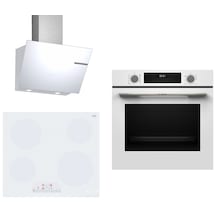 Bosch HUA717BV0T - PKE612FA2E - DWK66PJ20T Elektrikli Ocaklı Beyaz 3 Lü Ankastre Set 672