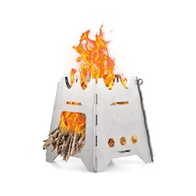 Vkemall İki Bir Arada Açık Katlanabilir Alkol Sobası Odun Sobası Kamp Mini Taşınabilir Katlanabilir Alkol Sobası Büyük Gümüş